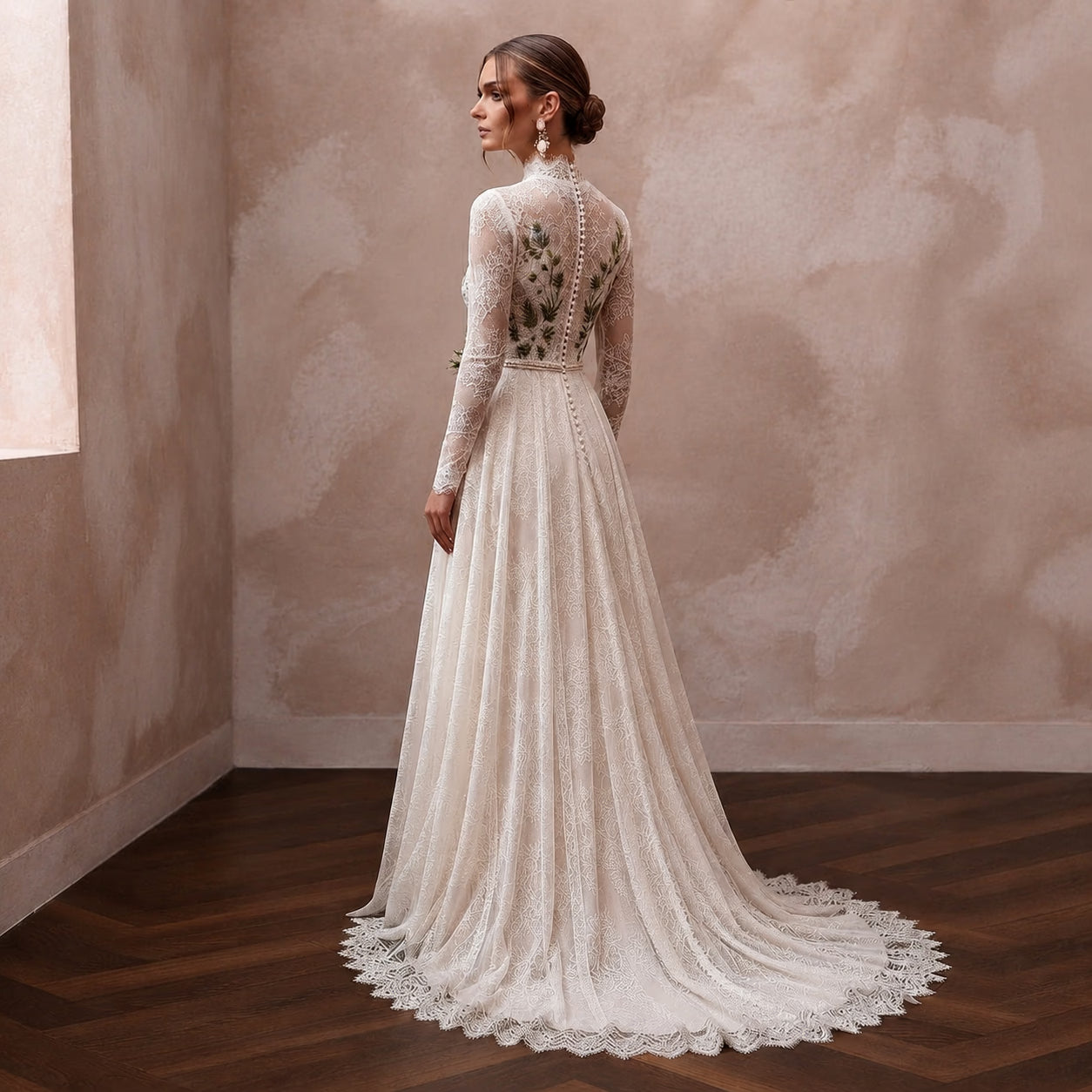 Elegant Lace Wedding Gown for a Forest Elopement