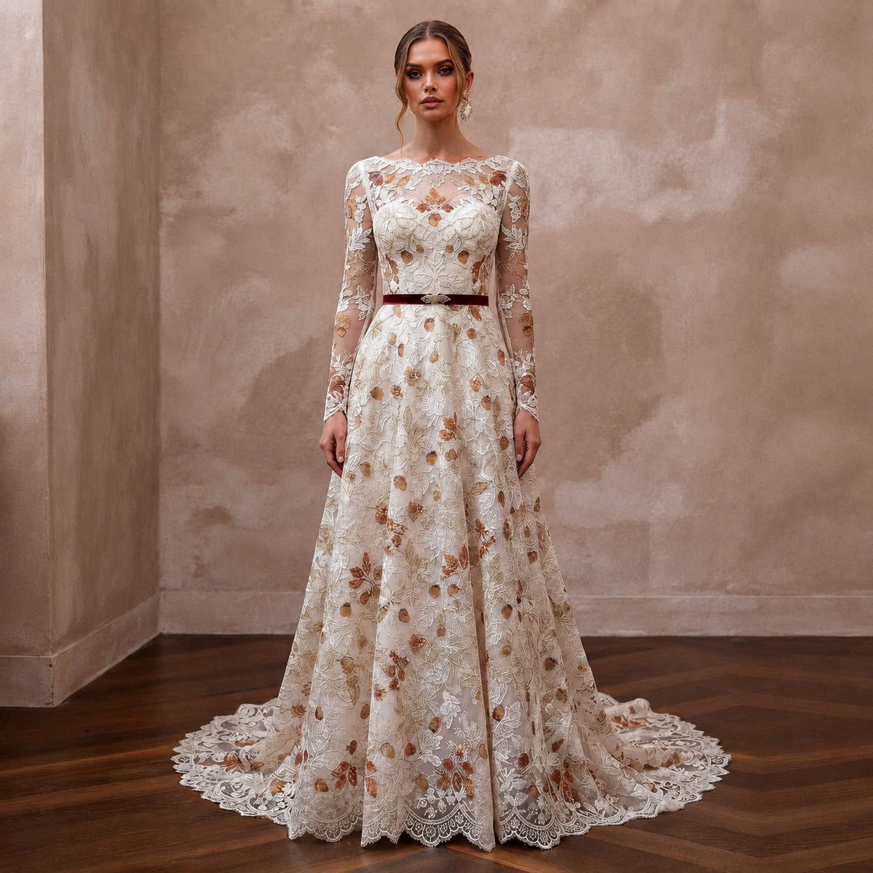 Elegant Lace Wedding Gown for a November Wedding Main image