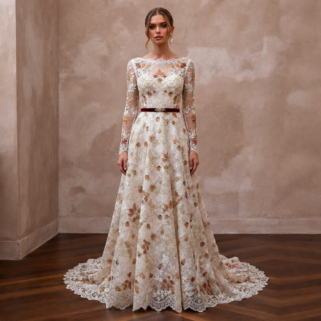 Elegant Lace Wedding Gown for a November Wedding