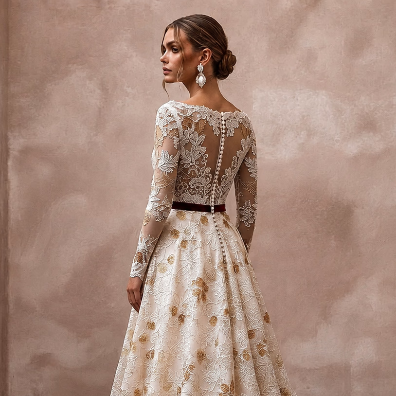 Elegant Lace Wedding Gown for a November Wedding