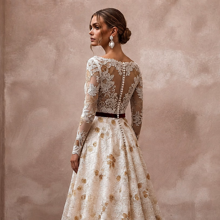 Elegant Lace Wedding Gown for a November Wedding