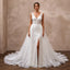 Elegant Lace Wedding Gown with Detachable Train for a Beach Wedding