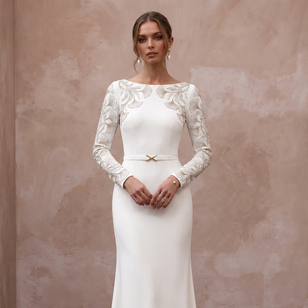 Elegant Long Sleeve Wedding Dress for a Second Ceremony