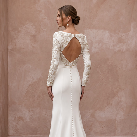 Elegant Long Sleeve Wedding Dress for a Second Ceremony