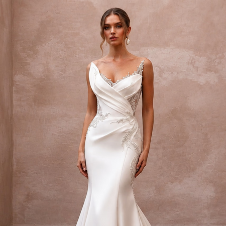 Elegant Mermaid Satin Wedding Dress for a Formal Reception