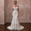 Elegant Off-White Lace Fit-and-Flare Wedding Gown for Second Wedding