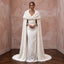 Elegant Off-White Satin & Faux Fur Cape Bridal Ensemble for Holiday Reception