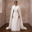 Elegant Off-White Satin & Faux Fur Cape for Holiday Reception