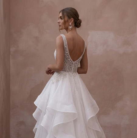 Elegant Organza Bridal Gowns with Layered Skirts
