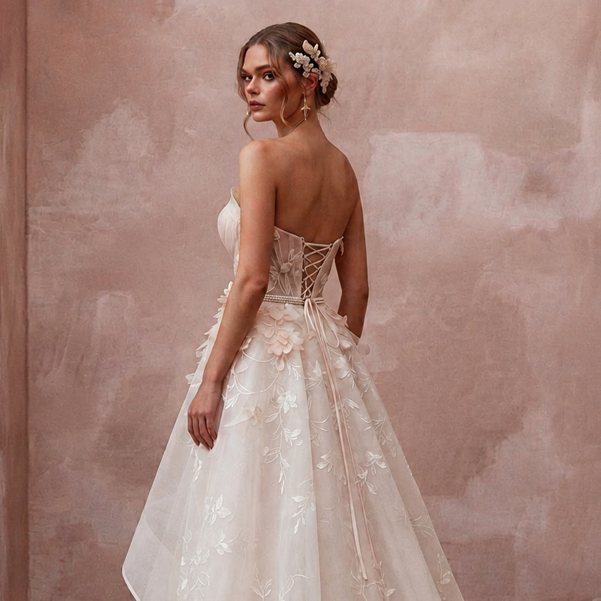 Elegant Organza Wedding Dress for a Spring Reception