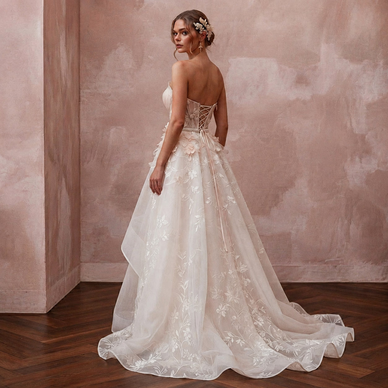 Elegant Organza Wedding Dress for a Spring Reception