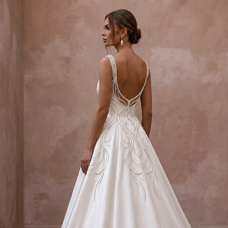 Elegant Satin A-Line Wedding Dress for a Second Wedding