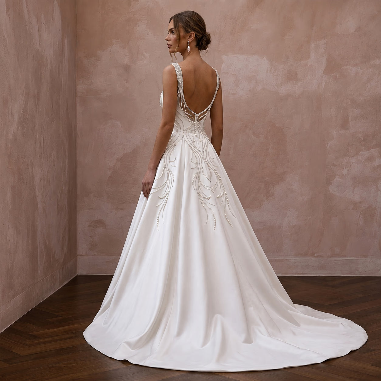 Elegant Satin A-Line Wedding Dress for a Second Wedding