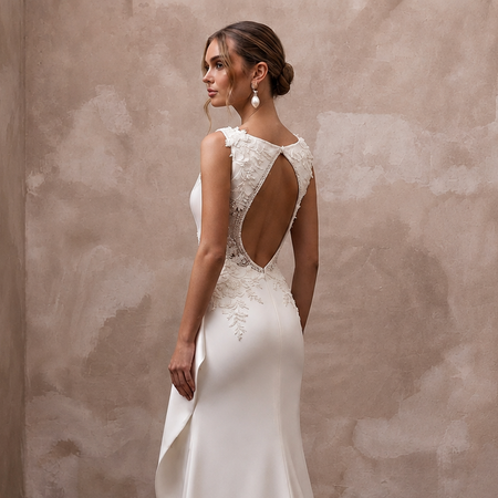 Elegant Satin Bridal Dress for a Small City Wedding - Apparel & Accessories > Clothing > Wedding & Bridal Party Dresses > Wedding Dresses - Mignonette Bridal