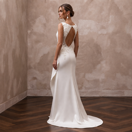 Elegant Satin Bridal Dress for a Small City Wedding - Apparel & Accessories > Clothing > Wedding & Bridal Party Dresses > Wedding Dresses - Mignonette Bridal