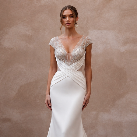 Elegant Satin Mermaid Wedding Dress for a Formal Wedding - Apparel & Accessories > Clothing > Wedding & Bridal Party Dresses > Wedding Dresses - Mignonette Bridal