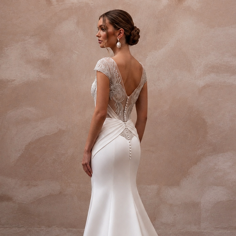 Elegant Satin Mermaid Wedding Dress for a Formal Wedding - Apparel & Accessories > Clothing > Wedding & Bridal Party Dresses > Wedding Dresses - Mignonette Bridal