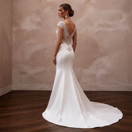 Elegant Satin Mermaid Wedding Dress for a Formal Wedding - Apparel & Accessories > Clothing > Wedding & Bridal Party Dresses > Wedding Dresses - Mignonette Bridal