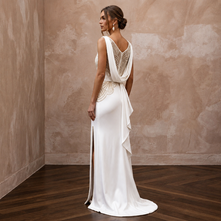 Elegant Satin Second Bridal Look - Apparel & Accessories > Clothing > Wedding & Bridal Party Dresses > Wedding Dresses - Mignonette Bridal