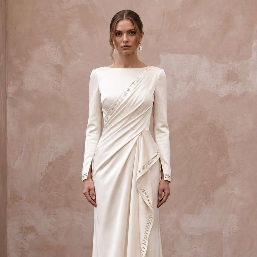 Elegant Satin Wedding Dress for an Intimate Second Ceremony