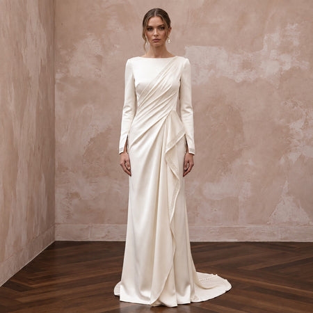 Elegant Satin Wedding Dress for an Intimate Second Ceremony