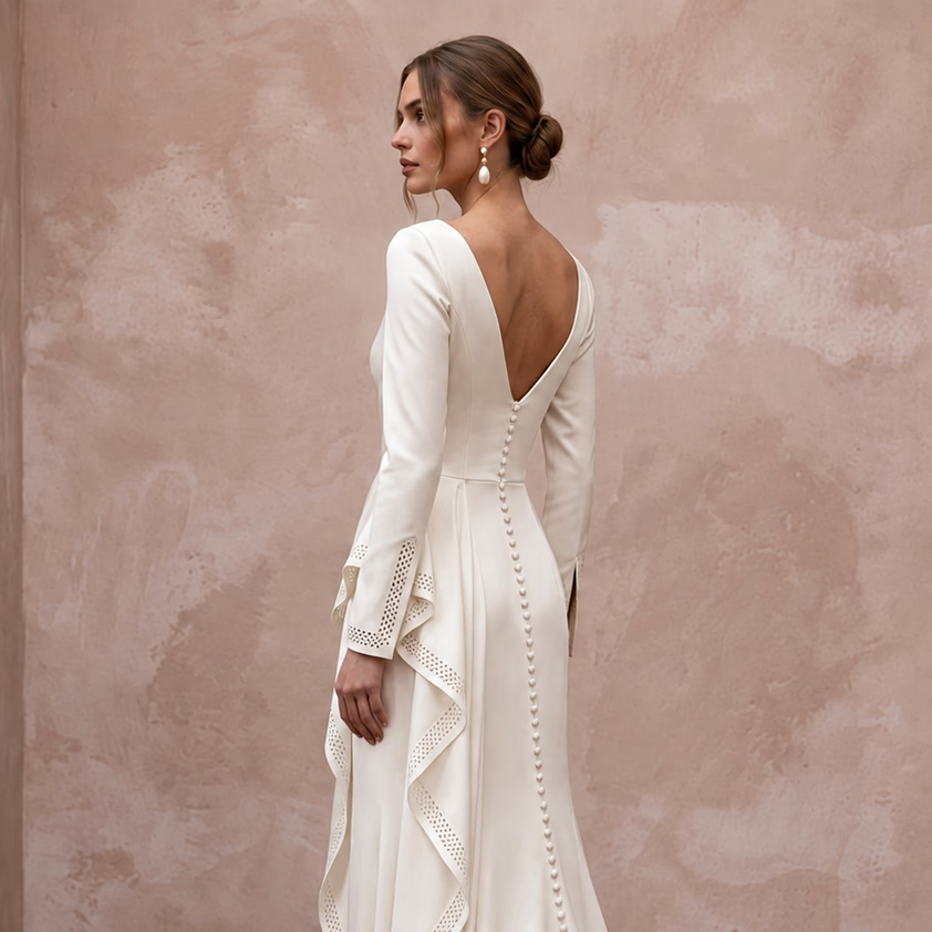 Elegant Satin Wedding Dress for an Intimate Second Ceremony
