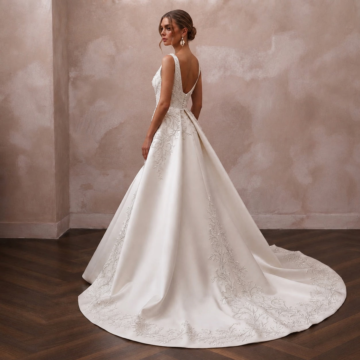 Elegant Satin Wedding Dress with Detachable Train and Mermaid Silhouette