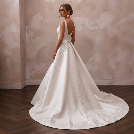 Elegant Satin Wedding Dress with Detachable Train and Mermaid Silhouette