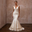 Elegant Satin Wedding Dress with V-Neck and Mermaid Silhouette