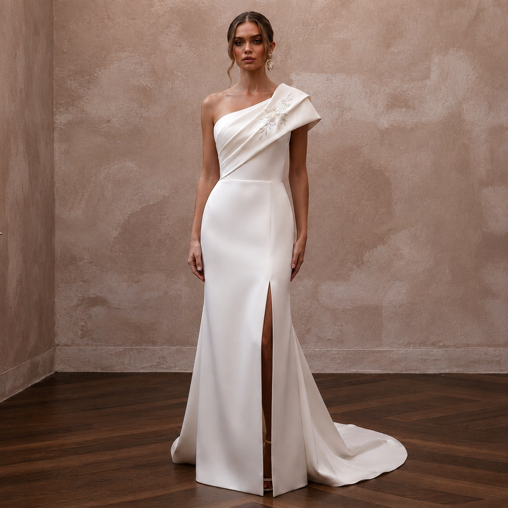Elegant Satin Wedding Gown for a Luxury Elopement Ceremony