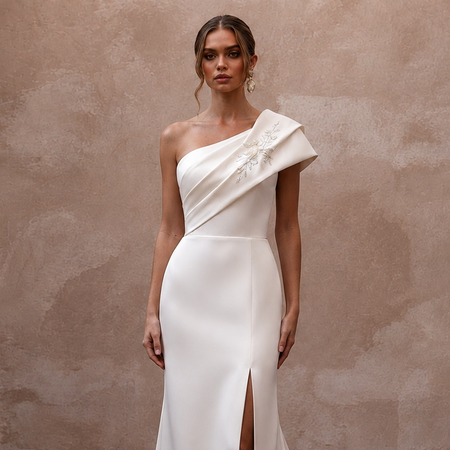 Elegant Satin Wedding Gown for a Luxury Elopement Ceremony