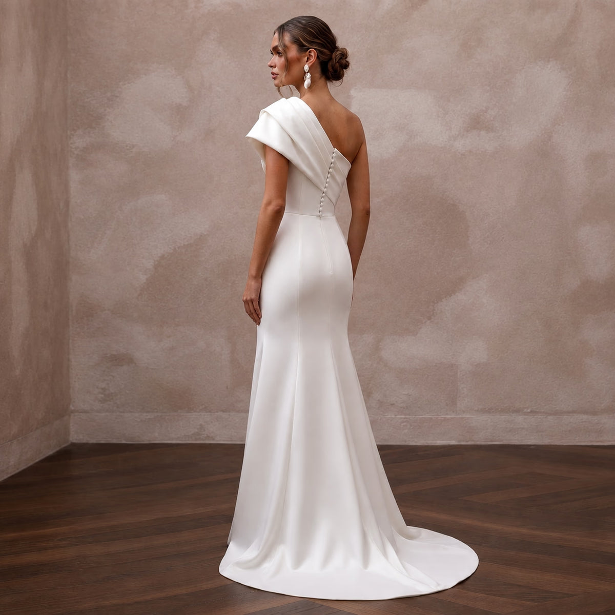 Elegant Satin Wedding Gown for a Luxury Elopement Ceremony - Apparel & Accessories > Clothing > Wedding & Bridal Party Dresses > Wedding Dresses - Mignonette Bridal
