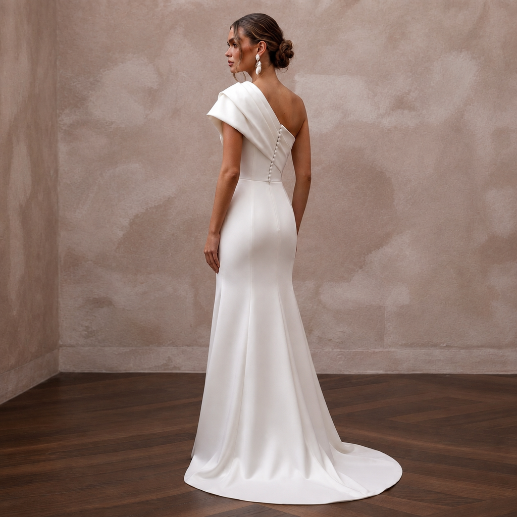 Elegant Satin Wedding Gown for a Luxury Elopement Ceremony