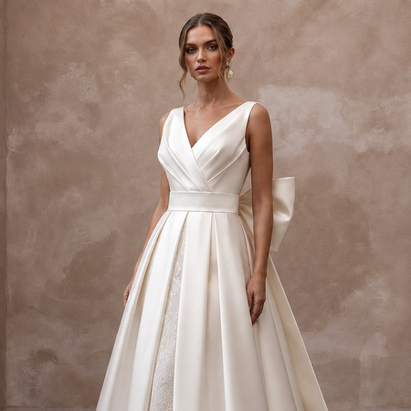 Elegant Satin Wedding Reception Gown - Apparel & Accessories > Clothing > Wedding & Bridal Party Dresses > Wedding Dresses - Mignonette Bridal