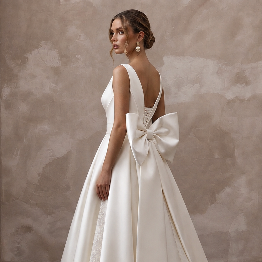 Elegant Satin Wedding Reception Gown - Apparel & Accessories > Clothing > Wedding & Bridal Party Dresses > Wedding Dresses - Mignonette Bridal