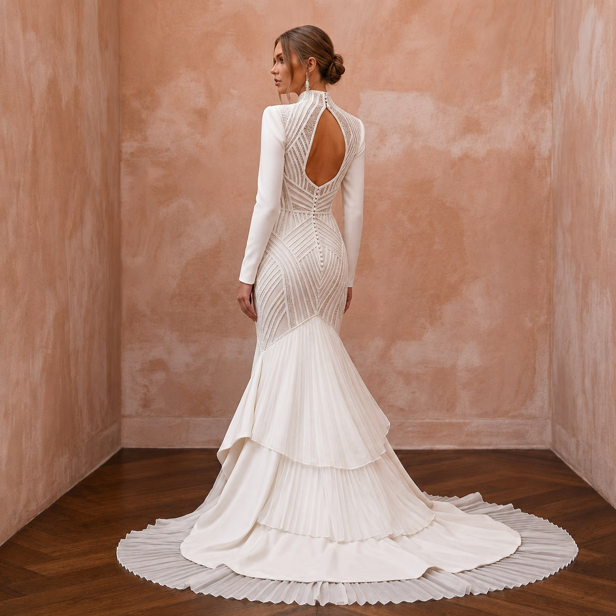 Elegant Silk Crepe Wedding Dresses with Modern Bridal Style - Apparel & Accessories > Clothing > Wedding & Bridal Party Dresses > Wedding Dresses - Mignonette Bridal