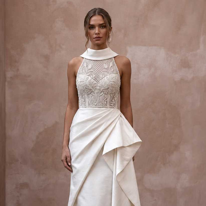 Elegant Silk Shantung Wedding Dresses with Timeless Bridal Style - Apparel & Accessories > Clothing > Wedding & Bridal Party Dresses > Wedding Dresses - Mignonette