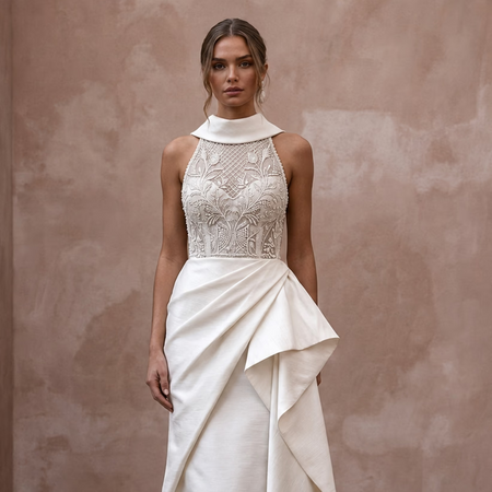 Elegant Silk Shantung Wedding Dresses with Timeless Bridal Style - Apparel & Accessories > Clothing > Wedding & Bridal Party Dresses > Wedding Dresses - Mignonette
