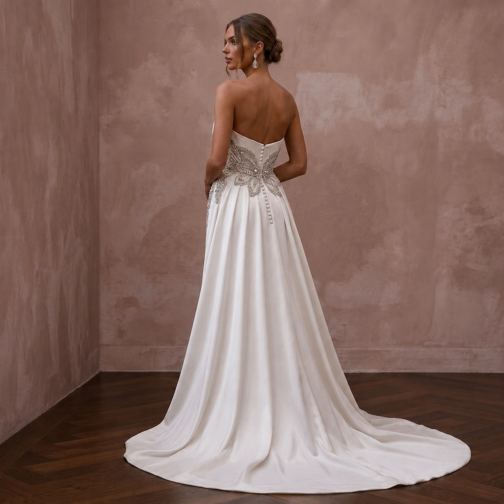 Elegant Wedding Dresses with Crystal Waist Embellishments