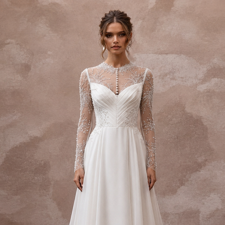 Elegant Wedding Dresses with Pearl Button Closures