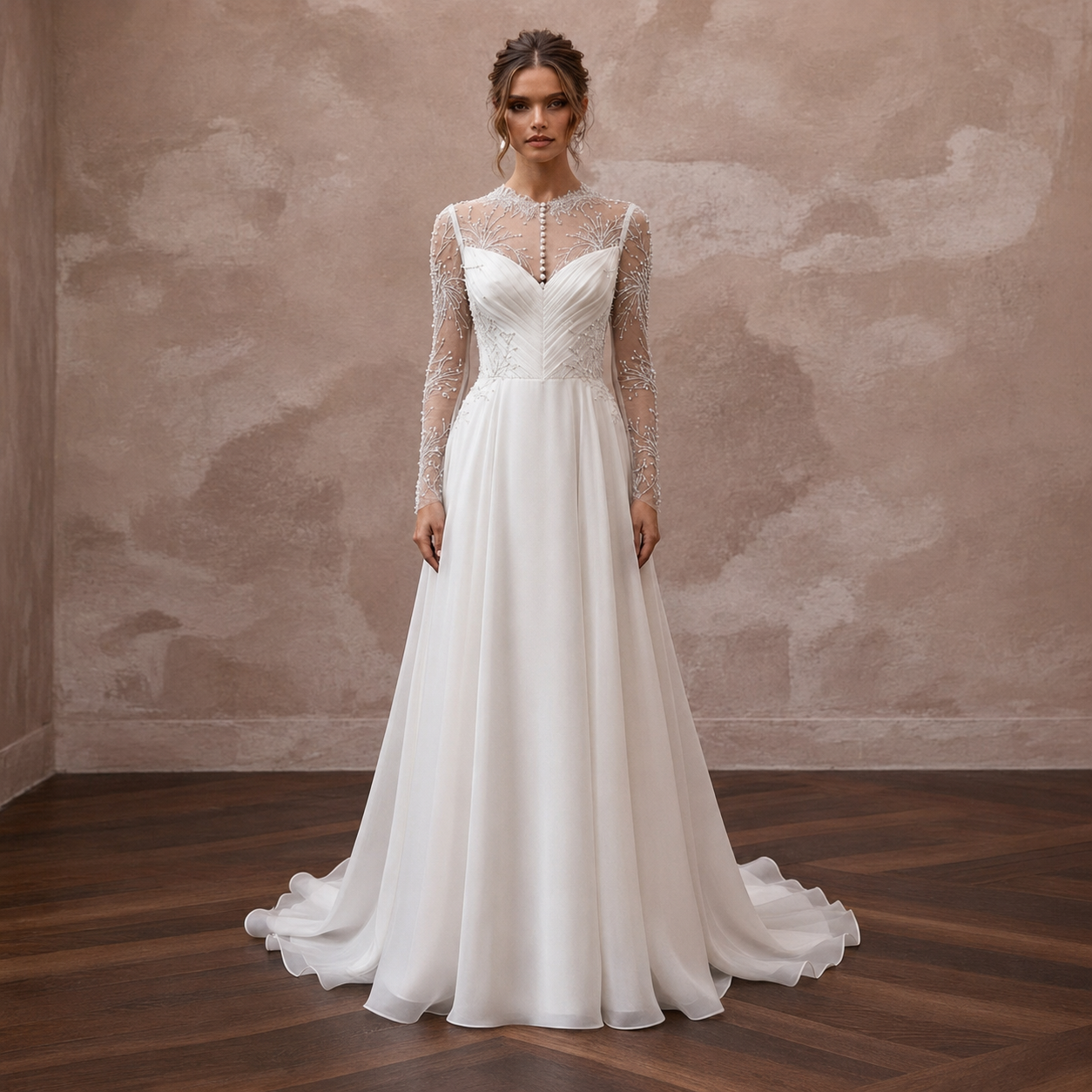 Elegant Wedding Dresses with Pearl Button Closures Main image