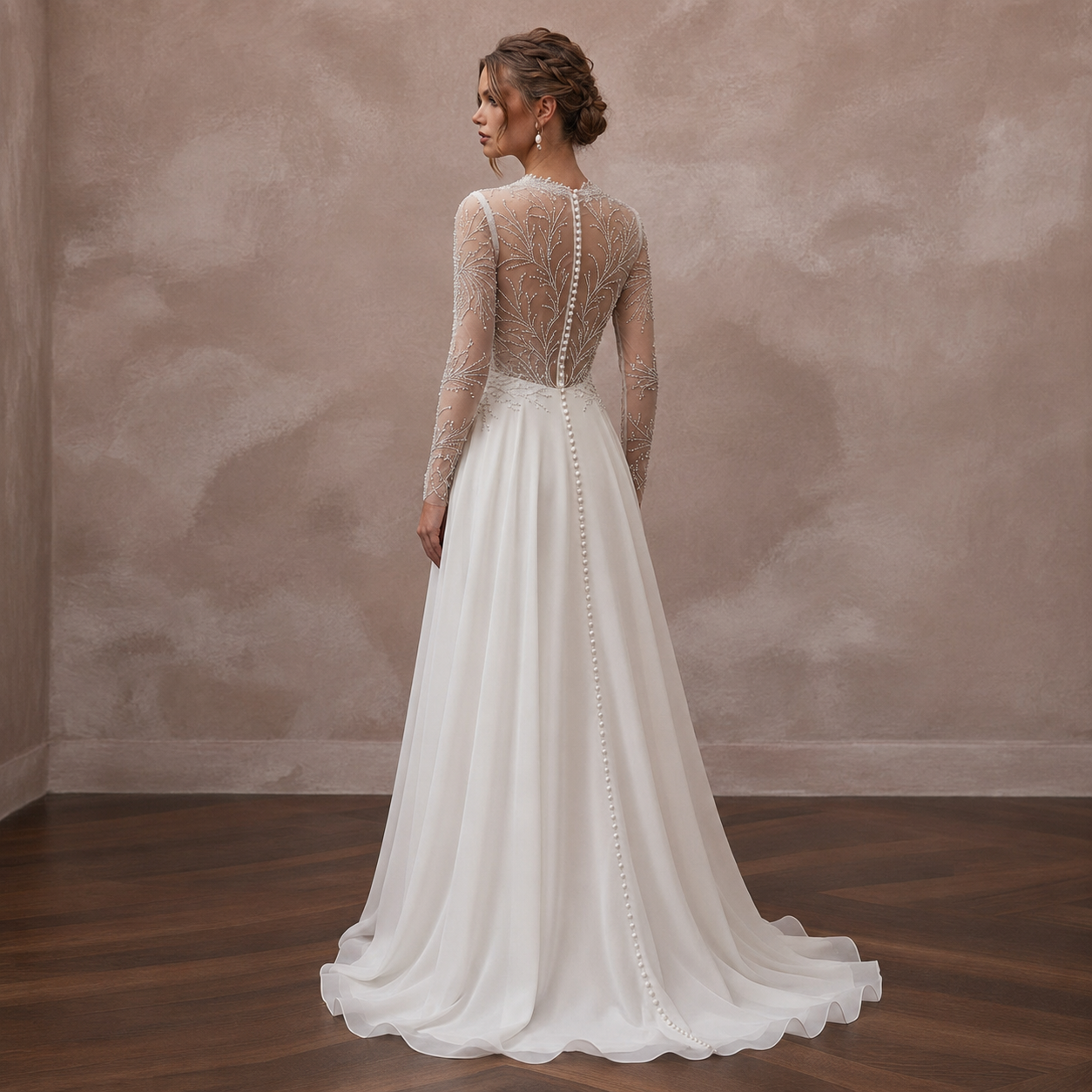Elegant Wedding Dresses with Pearl Button Closures