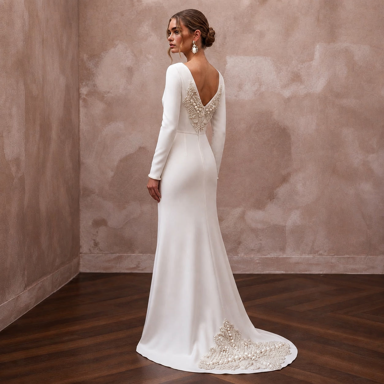 Elegant Wedding Dresses with Pearl Waist Embellishments Secondary image
