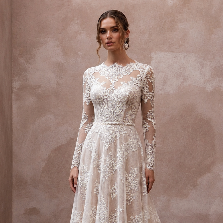 Elegant Wedding Dresses with Scalloped Lace Hemlines