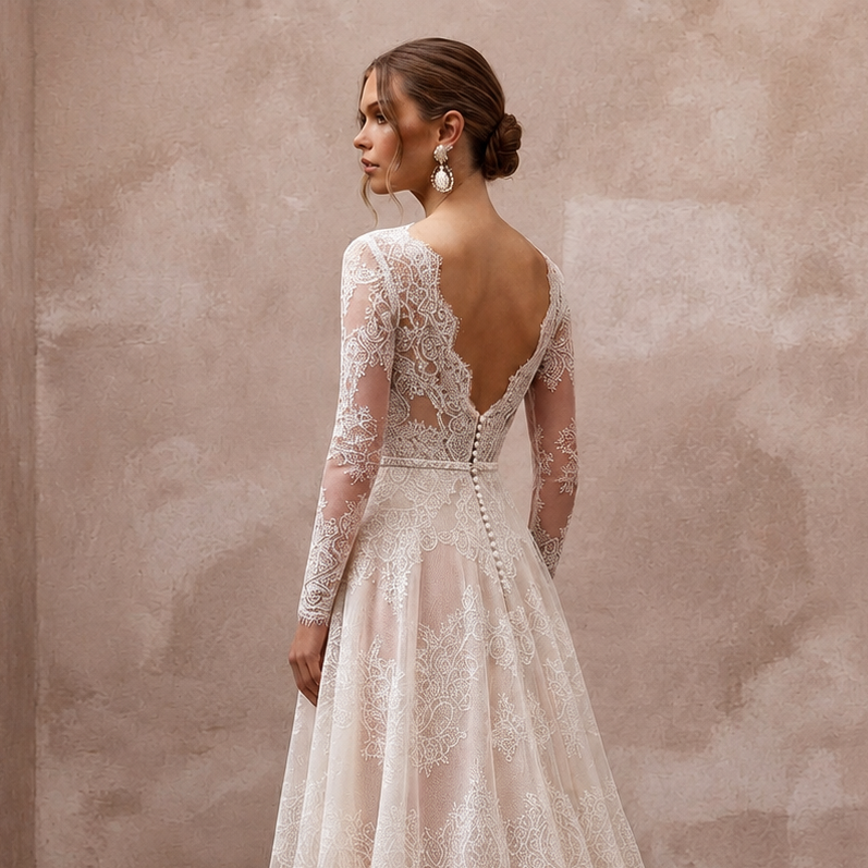 Elegant Wedding Dresses with Scalloped Lace Hemlines