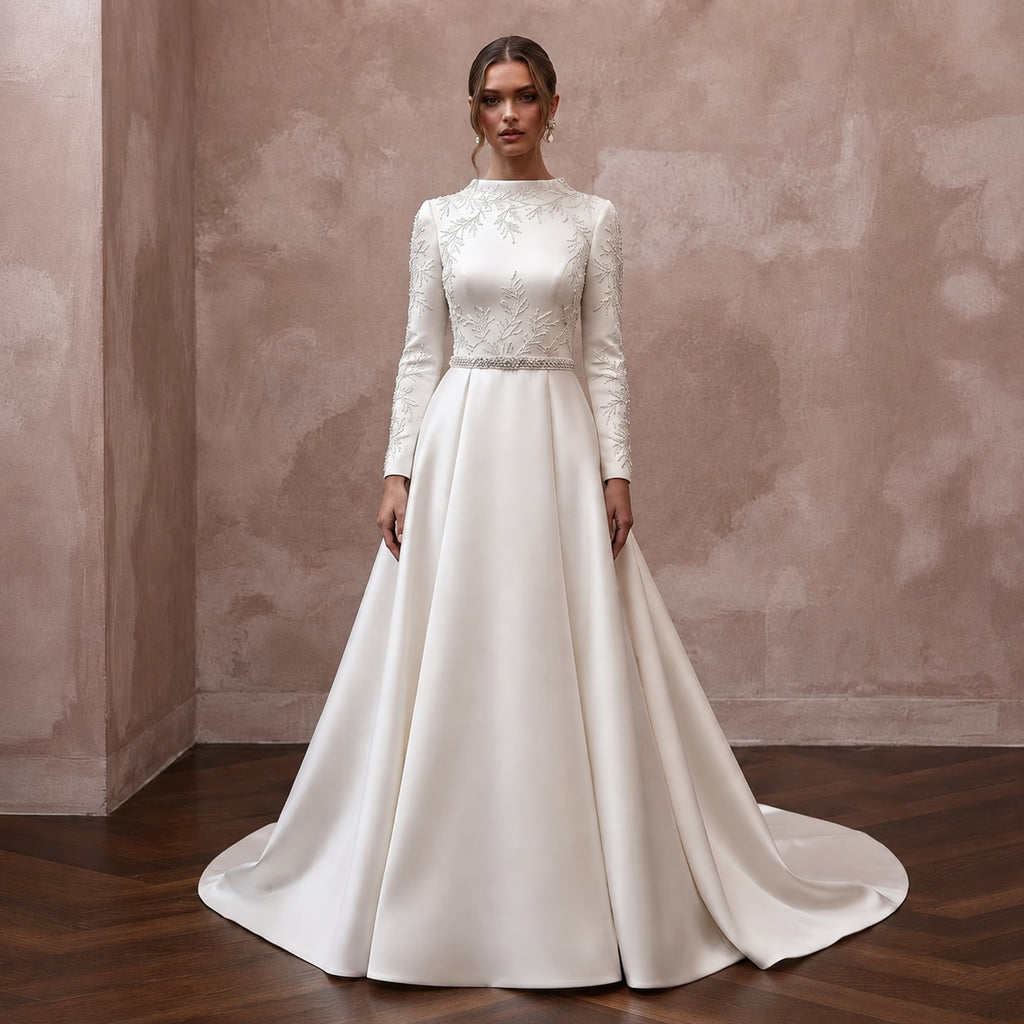 Elegant Satin Wedding Dress for a Formal Wedding