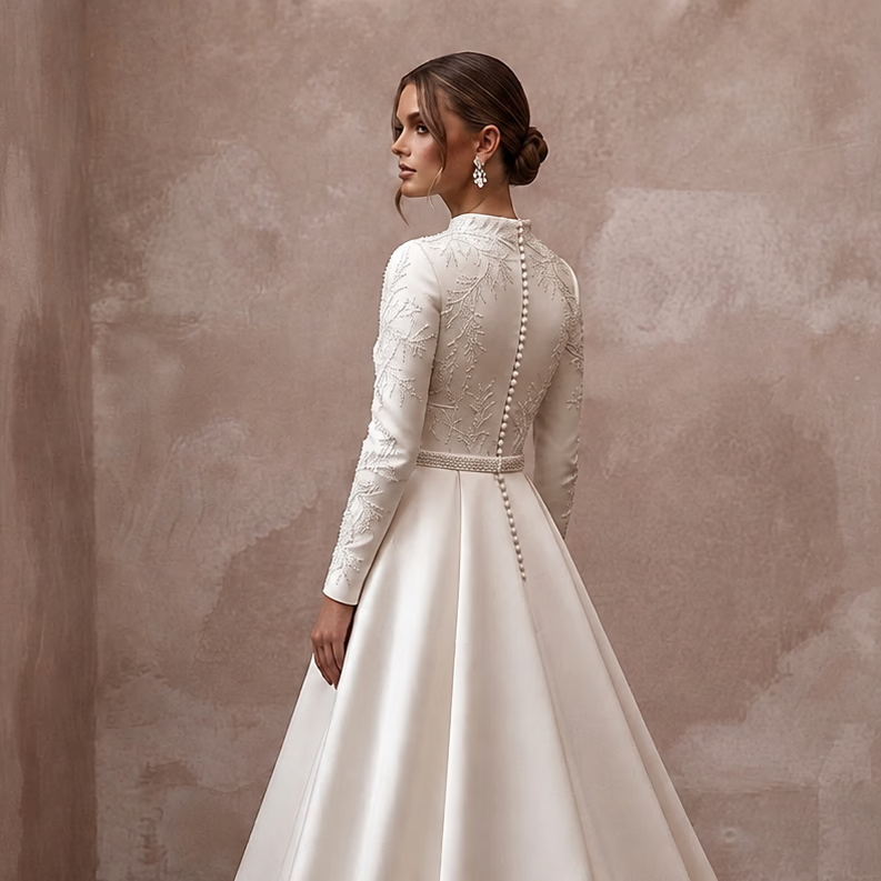 Elegant Satin Wedding Dress for a Formal Wedding