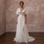 Embroidered Chiffon Wedding Dress with Flutter Sleeves for a Garden Wedding