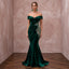 Emerald Green Velvet Off-the-Shoulder Mermaid Evening Gown for Winter Gala