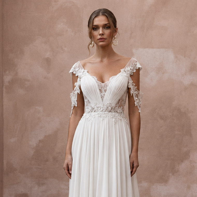 Empire Waist Chiffon Wedding Dresses with Romantic Appeal